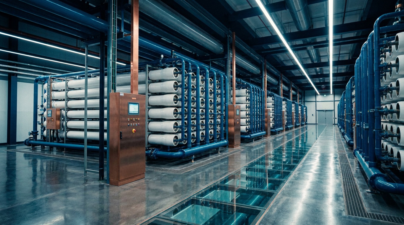 Reverse-osmosis desalination plant interior